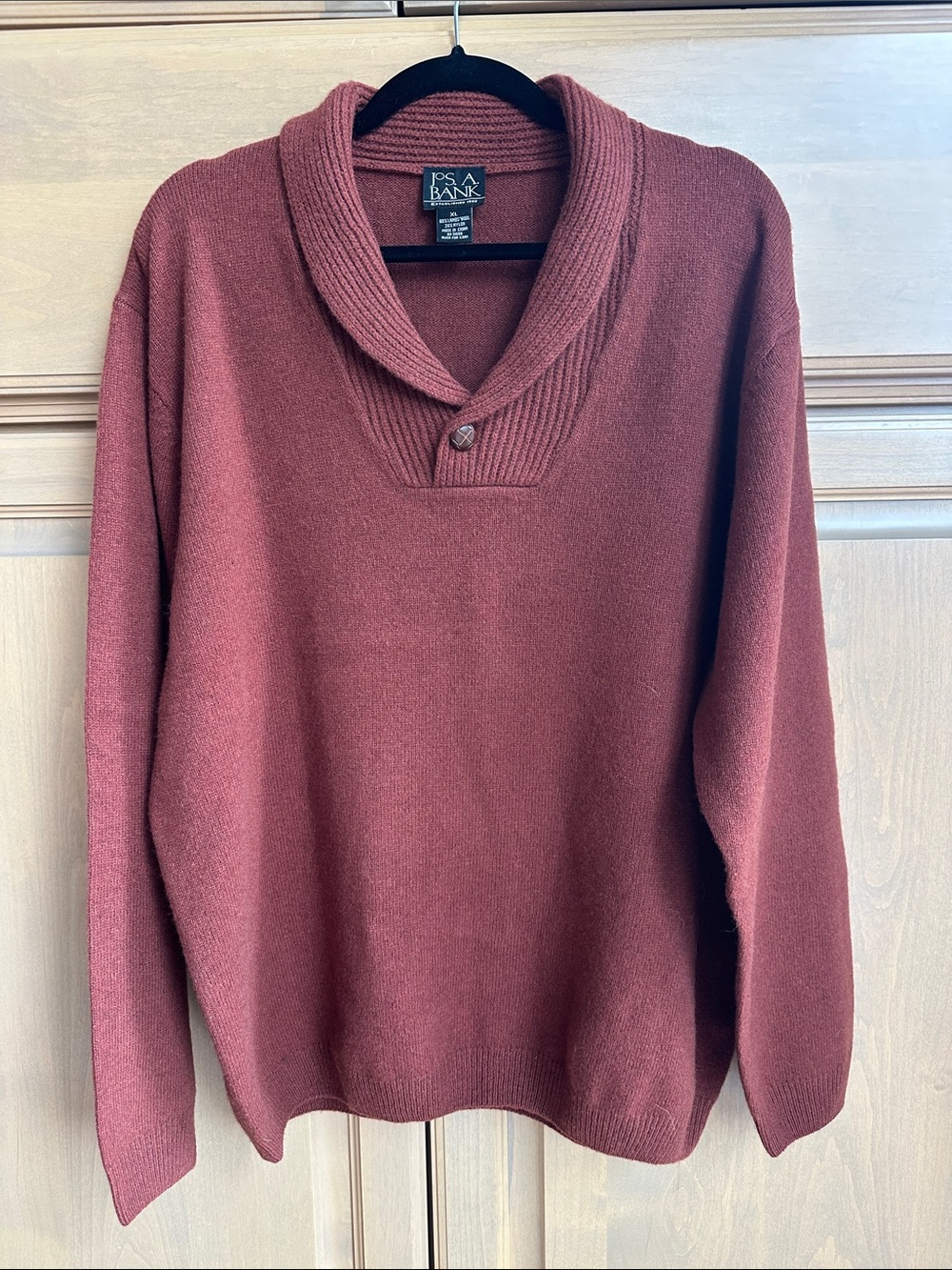 Vintage Jos. A. Bank lambs wool Shawl Collar relaxed fit knit grandpa Sweater